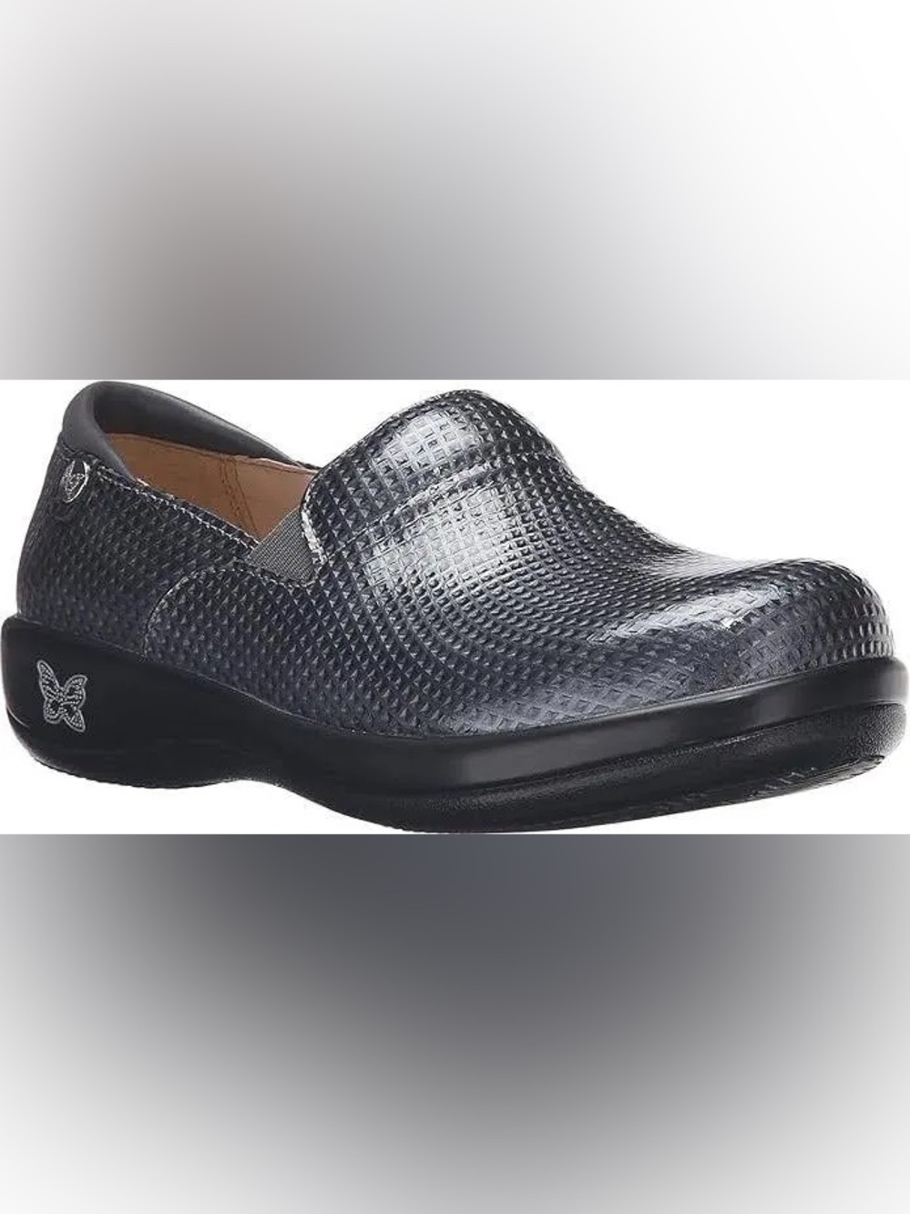 Alegria Chrome Cube Textured Slip-On Clogs